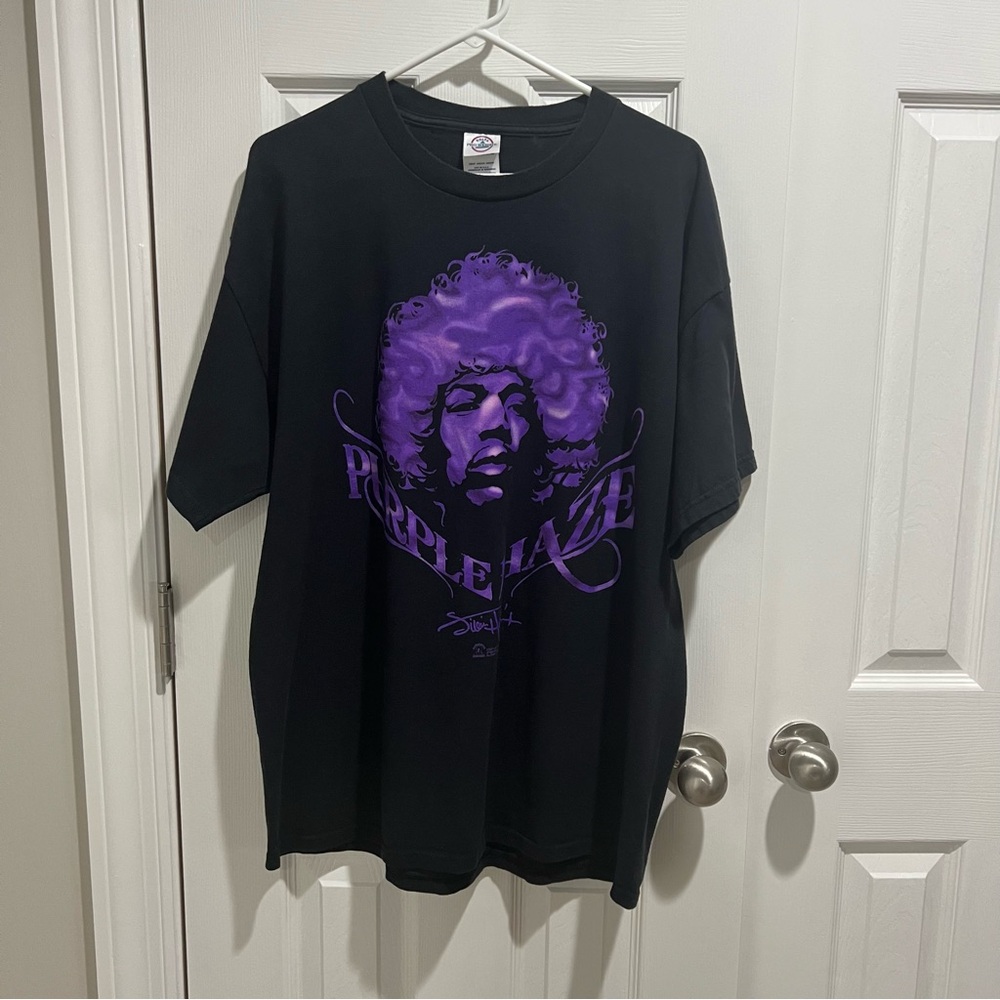 Jimi Hendrix Retro Purple Haze Delta Black Pro Weight T-Shirt